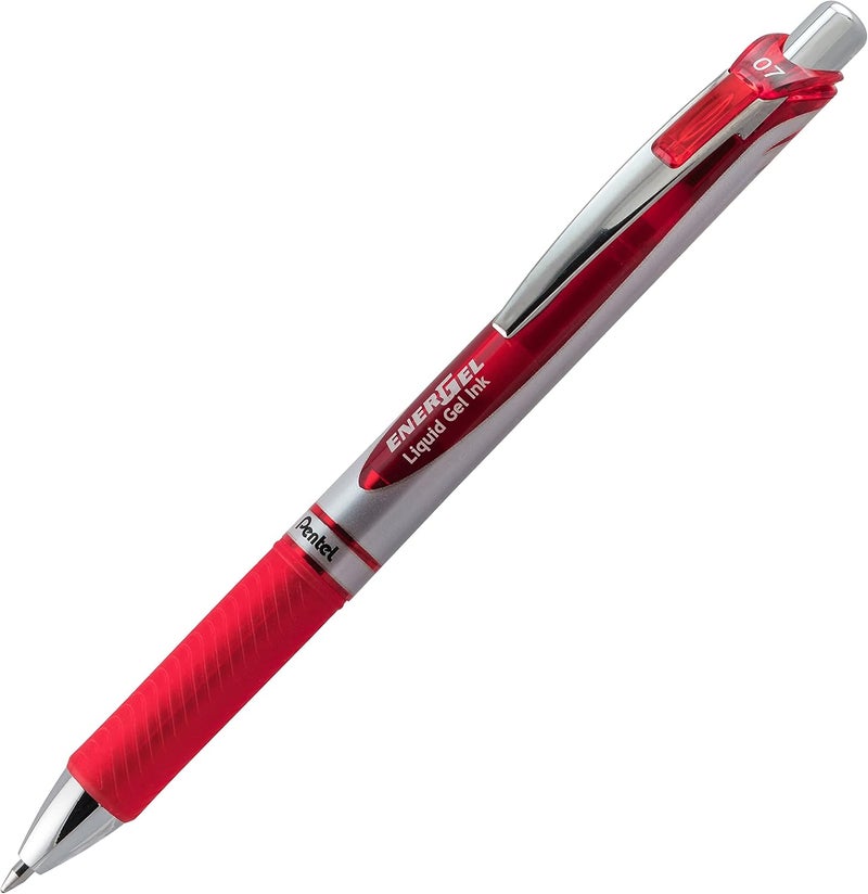 Pentel EnerGel Deluxe RTX Retractable Liquid Gel Pen, (0.7mm), Metal Tip, Red Ink, 2 Pack (BL77BP2B) - Image 1